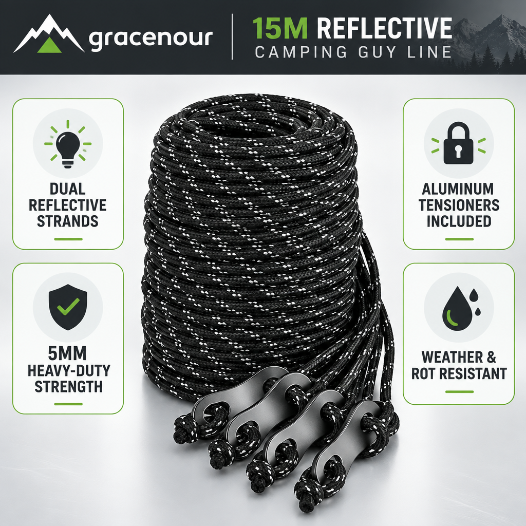 gracenour™ Reflective Glow Camping Tent Cord
