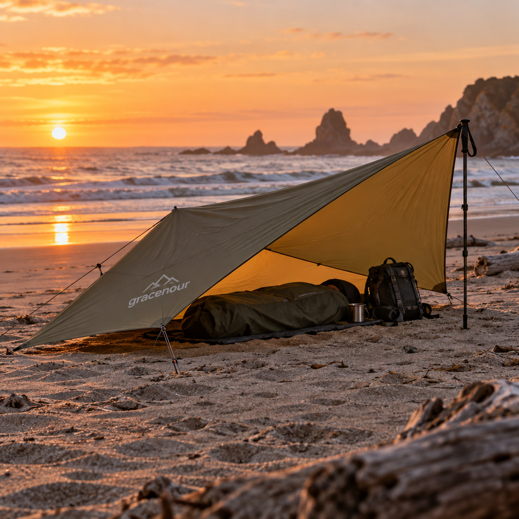 gracenour™ Professional Hexagonal Camping Tarp - Ultra-Lightweight Waterproof Sun Shelter