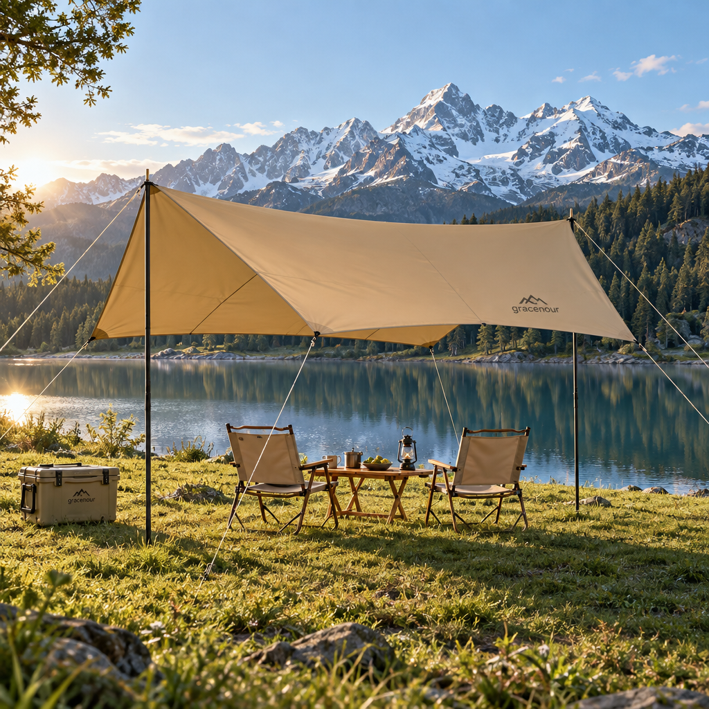 gracenour™ Professional Hexagonal Camping Tarp - Ultra-Lightweight Waterproof Sun Shelter