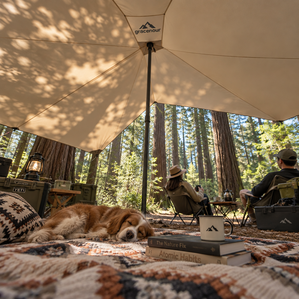 gracenour™ Professional Hexagonal Camping Tarp - Ultra-Lightweight Waterproof Sun Shelter